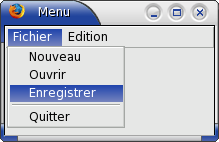 Exemple d'une simple barre de menu